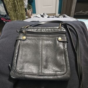 Fossil Black Pebbled Leather Crossbody Bag